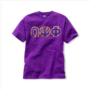Omega Psi Phi Applique Letters Tee