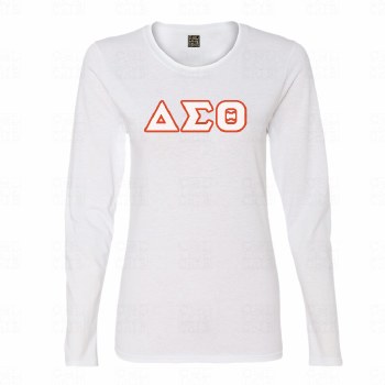 Delta Sigma Theta Fitted  Applique Letters Long Sleeve Tee
