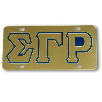 Sigma Gamma Rho Gold Background Car Tag