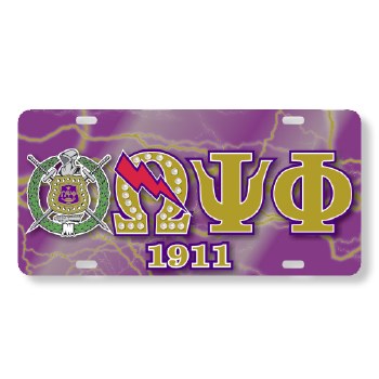 Omega Psi Phi Printed Crest Car Tag