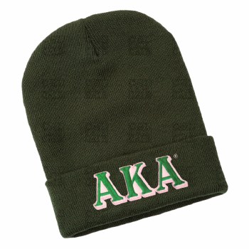 Alpha Kappa Alpha Military Green Folded Beanie