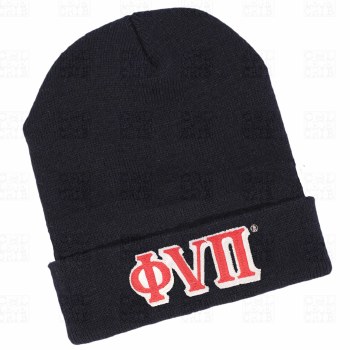 Phi Nu Pi Black Folded Beanie