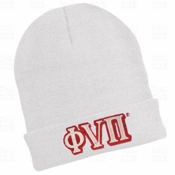 Phi Nu Pi White Folded Beanie