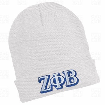 Zeta Phi Beta White Folded Beanie