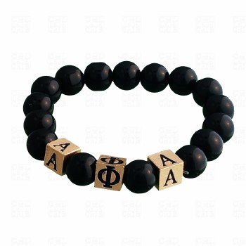 Alpha Phi Alpha Metal Block Letters &amp; Glass Beads Bracelet