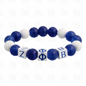 Zeta Phi Beta Metal Block Letters &amp; Glass Beads Bracelet