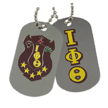 Iota Phi Theta Letters &amp; Crest Double-Sided Dog Tag
