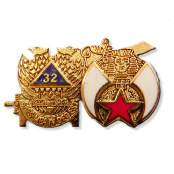 Mason 32nd Wings Down &amp; Shriner Combo Lapel Pin