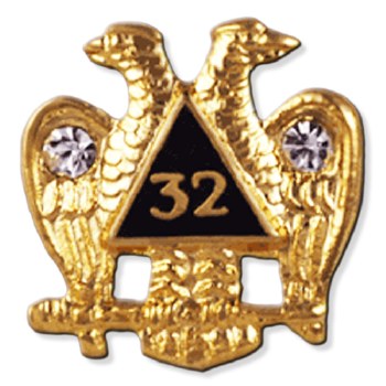 Mason 32nd Wings Down Jeweled Lapel Pin
