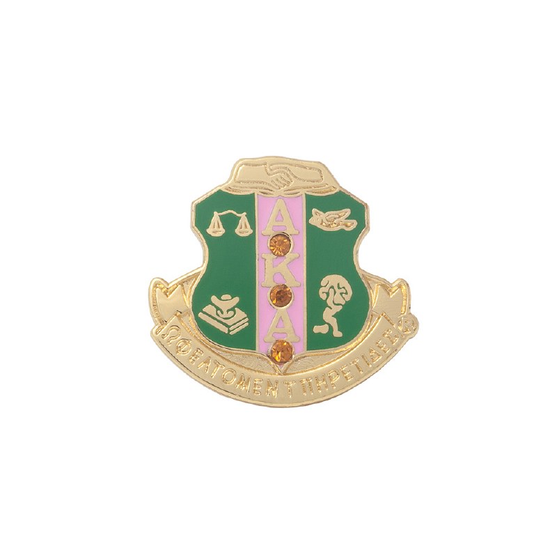 Alpha Kappa Alpha Studded Crest Lapel Pin