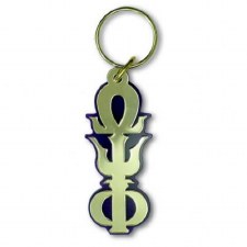 Omega Psi Phi Vertical Letters Keychain