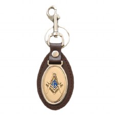 Mason Leather Shield Keychain