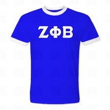 Zeta Phi Beta Satin Letters Ringer Tee