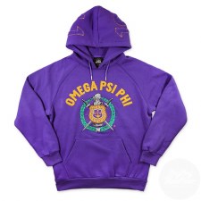 Omega Psi Phi Chenille Letters, Crest & Founding Year Pullover Hoodie