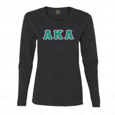 Alpha Kappa Alpha Fitted Applique Letters Long Sleeve Tee