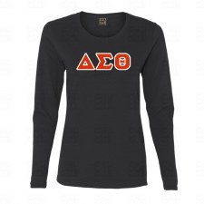 Delta Sigma Theta Fitted  Applique Letters Long Sleeve Tee