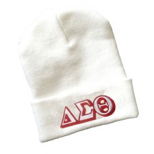 Delta Sigma Theta White Folded Beanie