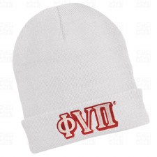 Phi Nu Pi White Folded Beanie