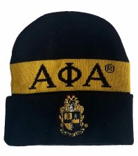 Alpha Phi Alpha Black Crest Folded Beanie