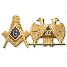 Mason Compass & 32nd Wing Down Combo Lapel Pin