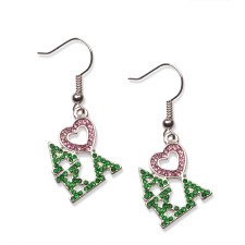 Alpha Kappa Alpha Letters & Heart Earrings