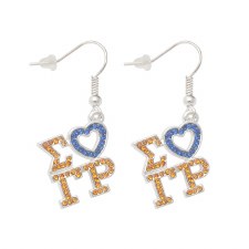 Sigma Gamma Rho Letters & Heart Earrings