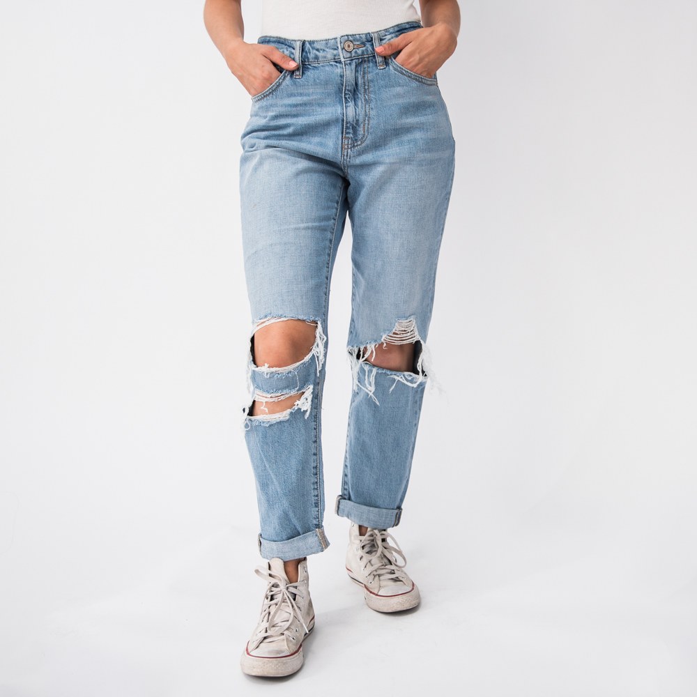 distressed mom jeans high waisted