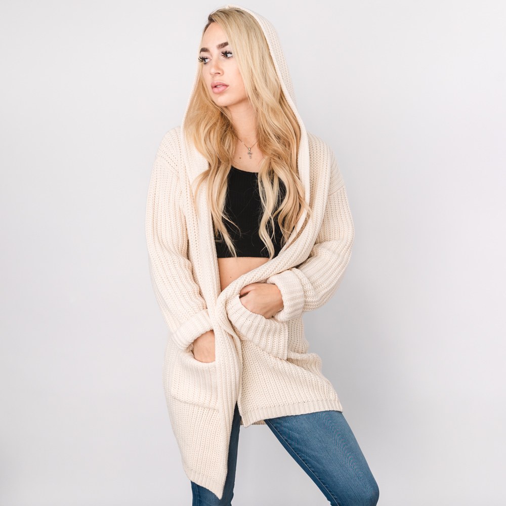 hooded open cardigan