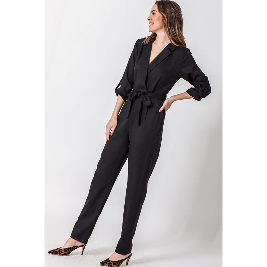 jumpsuit v neck black