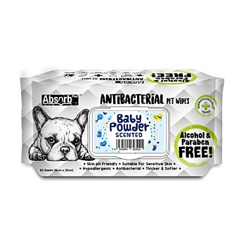 AbsorbPlus Antibacterial Baby Powder Scented Wipes (80 Pack)