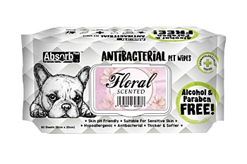 AbsorbPlus Antibacterial Floral Scented Wipes (80 Pack)