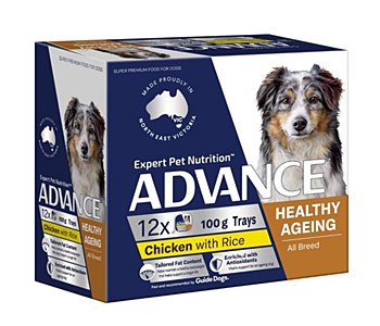 Advance Healthy Ageing All Breed Chicken with Rice 100g X 12 Wet Dog Food
