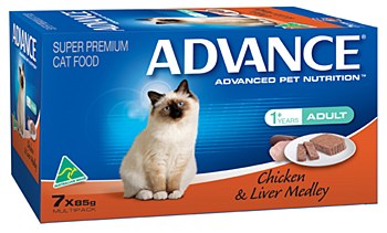 Advance Adult Cat Chicken &amp; Liver Medley 7x85g Wet Cat Food