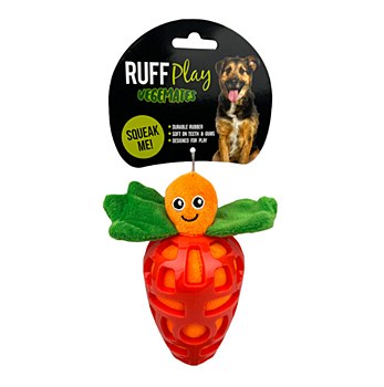 Ruff Play Vegemates Carrot Squeaky Plush Dog Toy