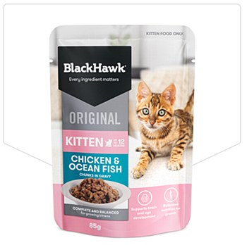 BlackHawk Kitten Chicken &amp; Ocean Fish Chunks in Gravy 12x85g Wet Cat Food