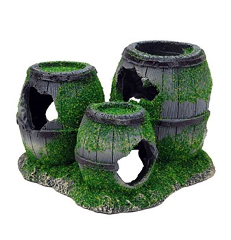 Bioscape Fish Tank Ornament Moss Covered 3 Barrels