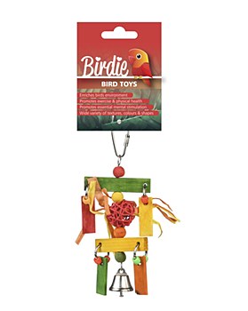 Birdie Rainbow Wicker Ball with Bell Bird Toy