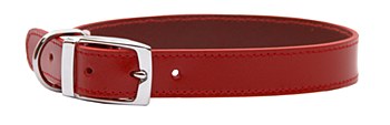 Montys Dog Collar Leather 45cm Red