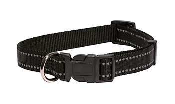 Montys Dog Collar Reflective Thread 15mm 25cm - 40cm Black