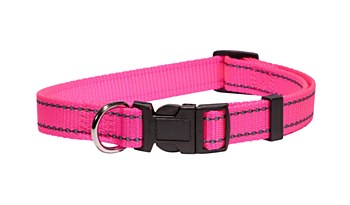 Montys Dog Collar Reflective Thread 20mm 30cm - 50cm Pink