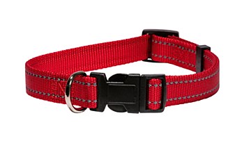 Montys Dog Collar Reflective Thread 20mm 30cm - 50cm Red