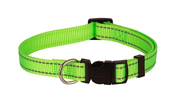 Montys Dog Collar Reflective Thread 25mm 40cm - 65cm Fluro Green