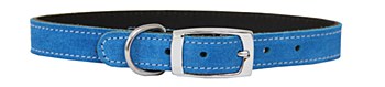 Montys Dog Collar Suede 45cm Blue