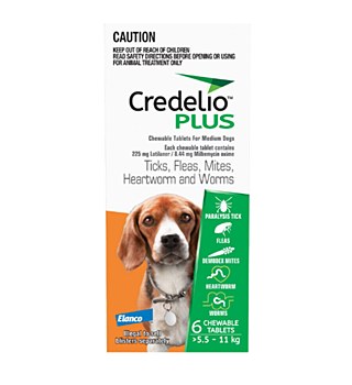 Credelio Plus Chewable Tablets Flea &amp; Worming Treatment for Medium Dogs (6 Pack)