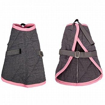 Pet One Dog Coat Night Sleeper Charcoal &amp; Pink 50cm