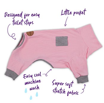 Kazoo Dog Coat Long John Pyjamas Pink 40cm