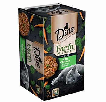 Dine Farm Collection with Chicken Carrot &amp; Spinach 85g x 7 Wet Cat Food