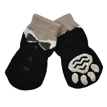 Zeez Dog Socks Non-Slip Black Tuxedo Large