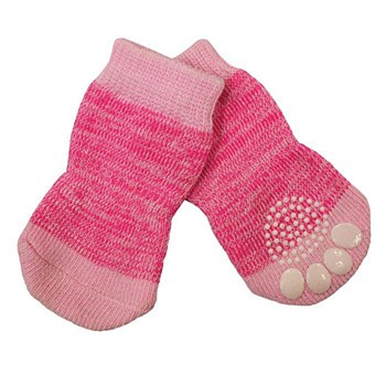 Zeez Dog Socks Non-Slip Pink Small