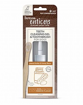Tropiclean Enticers Peanut Butter &amp; Honey Flavor Teeth Cleaning Kit for Small Dogs